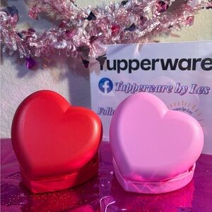 Tupperware Red and Pink Heart Containers